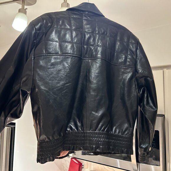 Sandro Smooth Black Leather Biker Jacket - Picture 2 of 9